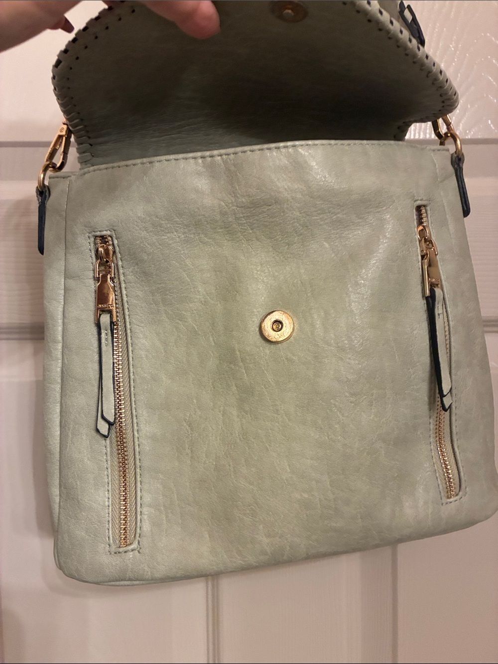 Sage Green Braided-Trim Shoulder Bag - Picture 4 of 6